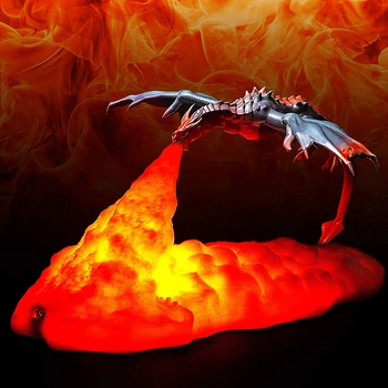 3D Печатные Лампы Volcano Dragon Night Light Moon Light Сопровождают Детский Сон Через USB, Перезаряжаемые Для Детей, Рождественский Подарок