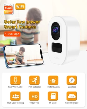 3MP 1296P 120Degree Bluetooth Tuya App IP-Камера с Низким Потреблением Солнечной Энергии ИК Ночного Видения Домашняя Безопасность CCTV Радионяня