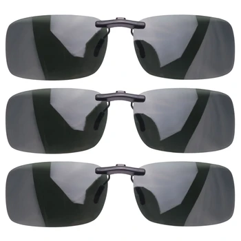 3X Солнцезащитные очки с прозрачными темно-зелеными поляризованными линзами унисекс с клипсой на очках