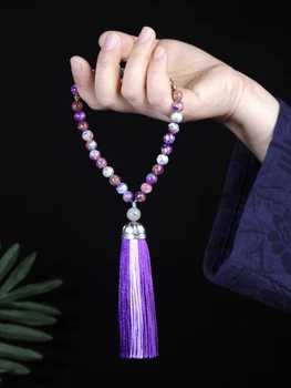 8 мм Фиолетовый Императорский Камень Исламский Мусульманский Тасбих 33 Бусины Браслет Женщины Вкусное Благословение Четки Натуральный Полудрагоценный Камень Ювелирные Изделия