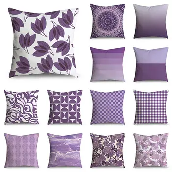 Декоративная наволочка с фиолетовым рисунком, цветочные геометрические принты, наволочка для автомобильного дивана, декор, Наволочка для домашних подушек 45x45 см
