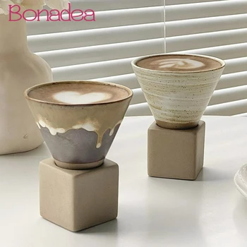 Креативная Керамическая кофейная чашка в стиле ретро, Кружки для турецкого кофе, Фарфоровые чашки для японского чая, чашки для латте, Керамическая кружка в форме воронки