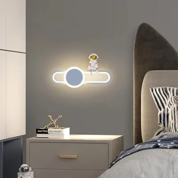Креативный мультяшный настенный светильник для детской комнаты, прикроватный светильник для спальни, настенный светильник из смолы, Астронавт, Астронавт для мальчиков и девочек, настенный светильник для спальни