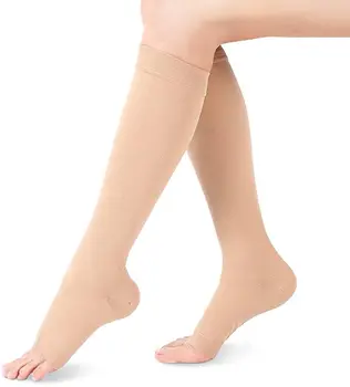 Медицинские компрессионные чулки для икр, формирующие Варикозное расширение вен, Эластичные чулки с открытым носком до колена S-XL