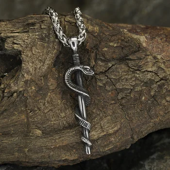 Панк-готическое змеиное ожерелье для мужчин, подарочные ювелирные изделия с подвеской из нержавеющей стали.