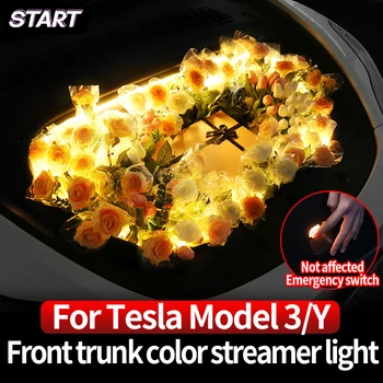 Светодиодная атмосферная лампа в переднем багажнике автомобиля для Tesla 2021-2023 Model3, Модно Красочный светильник-растяжка, Аксессуары для оформления интерьера.