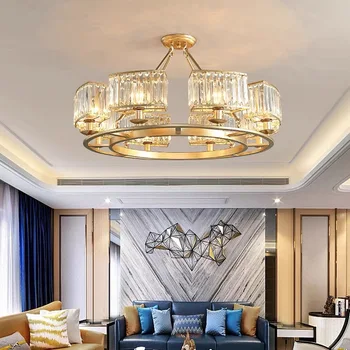 Скандинавский современный минималистичный потолочный светильник для спальни, светодиодный потолочный светильник для гостиной, индивидуальность, макаронная комната, кристалл плюс железное освещение