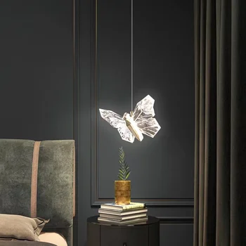 Современная подвесная потолочная люстра для домашнего декора, Подвесные светильники для кухонного островка, прикроватной тумбочки, гостиной, светодиодная лампа с бабочкой