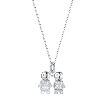 Хит продаж, серебро 925 пробы, простые два маленьких печенья с бриллиантовым ожерельем для пар в качестве праздничных подарков для женщин